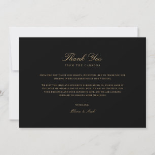 Tarjeta De Agradecimiento Script Gold & Black Gracias Card