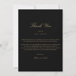 Tarjeta De Agradecimiento Script Gold & Black Gracias Card