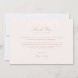Tarjeta De Agradecimiento Script Gold y Rubor Pink