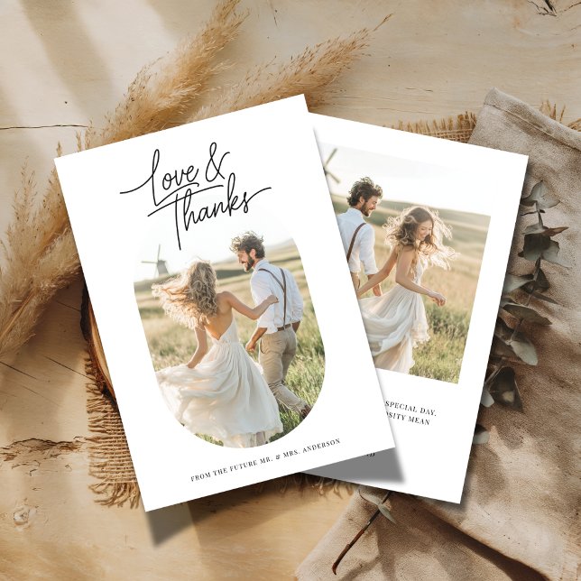 Tarjeta De Agradecimiento Script Love & Gracias Capsule Photo Couples Shower (Subido por el creador)