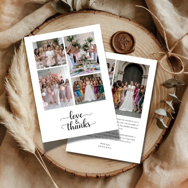 Tarjeta De Agradecimiento Script Love & Thanks 7 Photo Collage Despedida de  (Subido por el creador)
