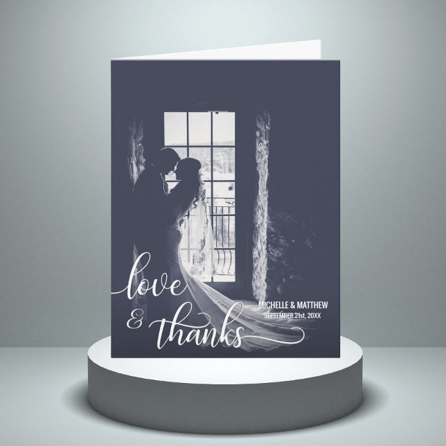 Tarjeta De Agradecimiento Script LOVE & THANKS boda note card | FOTO (Subido por el creador)