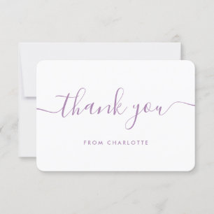 Tarjeta De Agradecimiento Script Minimalista Cumpleaños Lilac Regalo de Boda