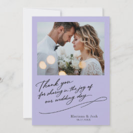 Tarjeta De Agradecimiento Script Modern Wedding 2 Photos Thank You Card