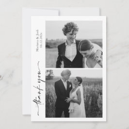 Tarjeta De Agradecimiento Script Modern Wedding 2 Photos Thank You Card