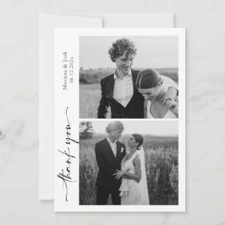 Tarjeta De Agradecimiento Script Modern Wedding 2 Photos Thank You Card