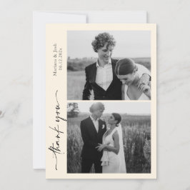 Tarjeta De Agradecimiento Script Modern Wedding 2 Photos Thank You Card