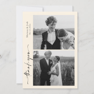 Tarjeta De Agradecimiento Script Modern Wedding 2 Photos Thank You Card