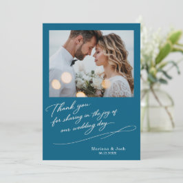 Tarjeta De Agradecimiento Script Modern Wedding 2 Photos Thank You Card