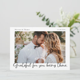 Tarjeta De Agradecimiento Script Modern Wedding Photo Thank You Card