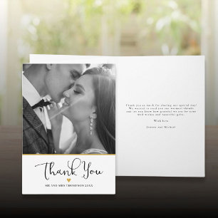 Tarjeta De Agradecimiento Script Moderno Elegante Corazón Dorado Fotografía