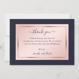 Tarjeta De Agradecimiento Script Moderno Rosa Dorada Azul Marino