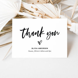 Tarjeta De Agradecimiento Script negro y blanco y marketing cardiaco