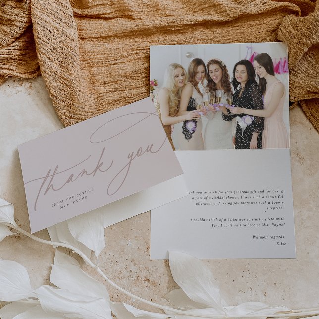Tarjeta De Agradecimiento Script sencillo | Elegante foto personalizada (Subido por el creador)