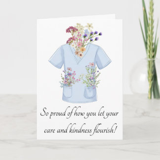 Tarjeta De Agradecimiento Scrub Floral Greeting Card
