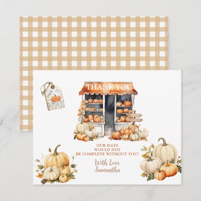 Tarjeta De Agradecimiento Se Descontinuó La Calabaza De Otoño Bridal Shower  (Anverso / Reverso)