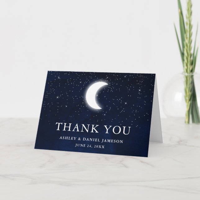 Tarjeta De Agradecimiento Se doblan las estrellas celestes del Boda Sky Moon (Anverso)