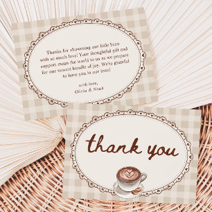 Tarjeta De Agradecimiento Se está preparando un bebé, Baby Shower de café Gi