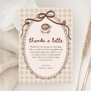 Tarjeta De Agradecimiento Se está preparando un bebé Gingham Café Baby Showe