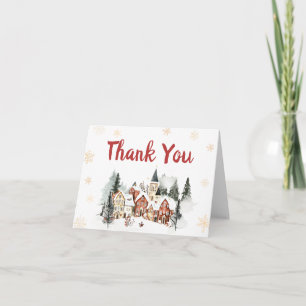 Tarjeta De Agradecimiento Se necesita un Baby Shower de invierno de aldea