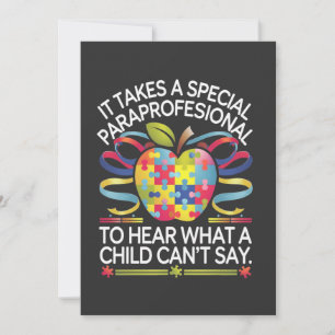 Tarjeta De Agradecimiento Se necesita un paraprofesional especial para el au