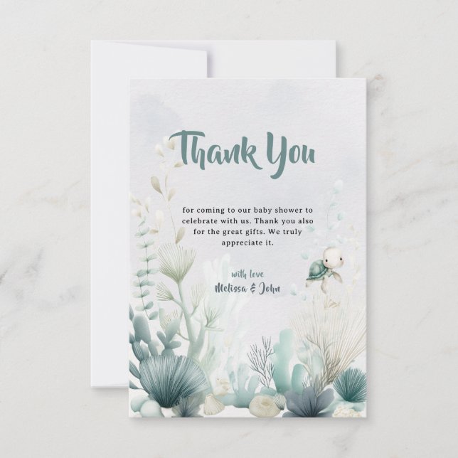 Tarjeta De Agradecimiento Sea You Soon Baby Shower Thank You Card (Anverso)