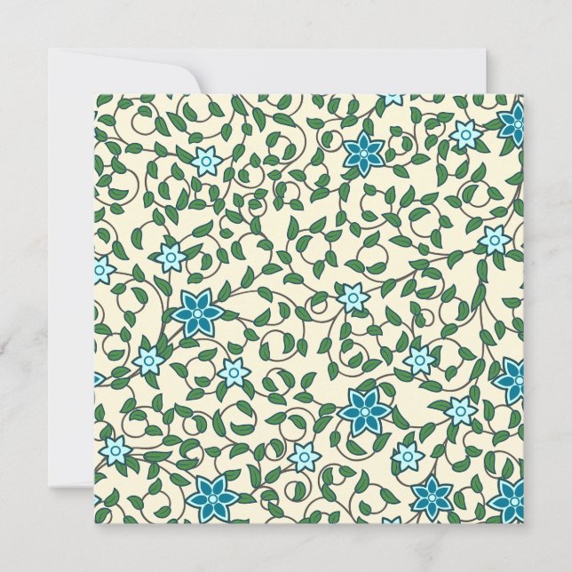 Tarjeta De Agradecimiento Seamless floral pattern on beige background (Anverso)