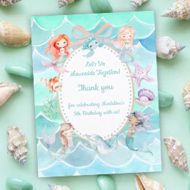 Tarjeta De Agradecimiento Seamos Sirenas Juntos Fiesta Sirena Cumpleaños