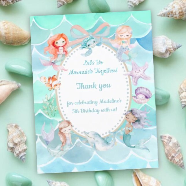 Tarjeta De Agradecimiento Seamos Sirenas Juntos Fiesta Sirena Cumpleaños (Subido por el creador)
