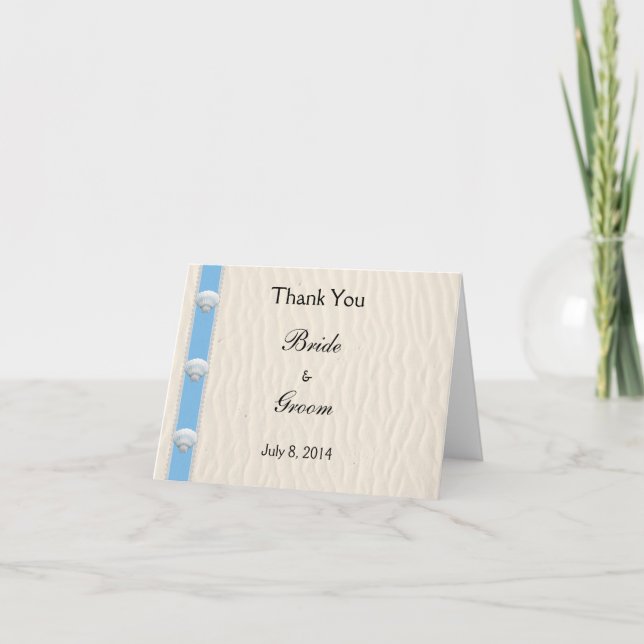 Tarjeta De Agradecimiento Seashell Beach Wedding Gracias (Anverso)