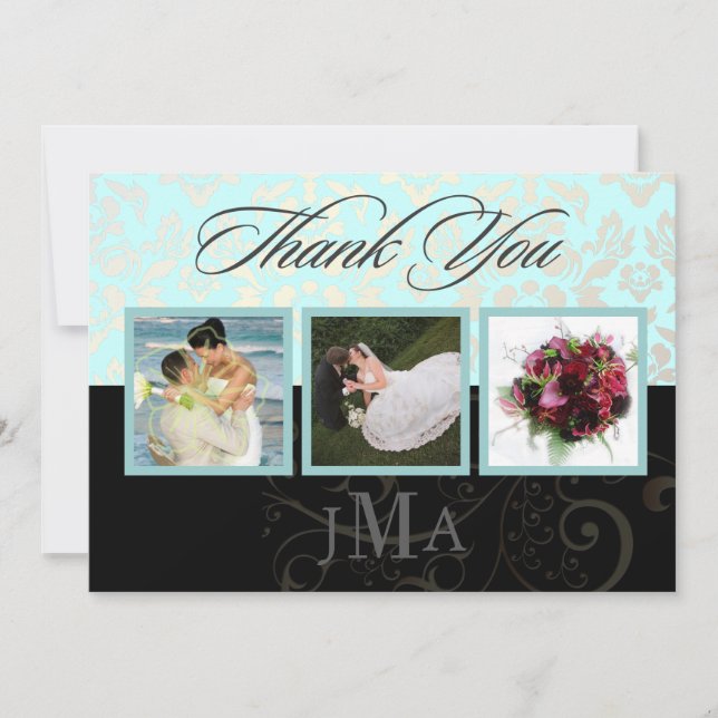 Tarjeta De Agradecimiento Seaspray + Pearl Damask, Gracias tarjetas, Flat (Anverso)