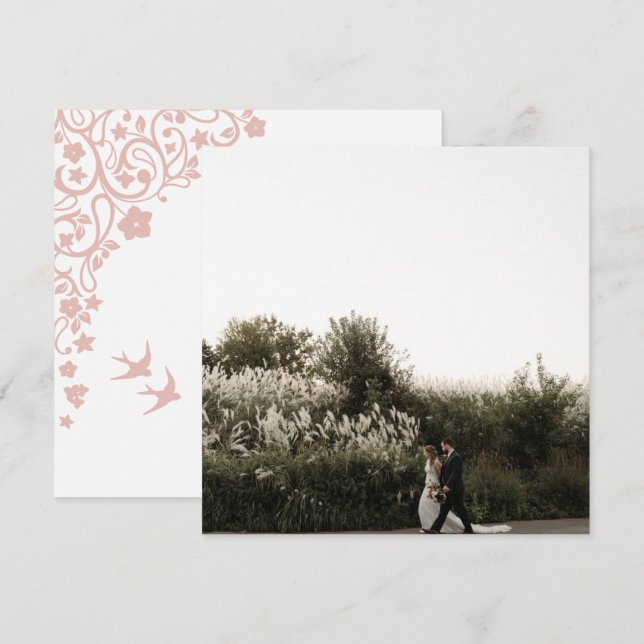Tarjeta De Agradecimiento Secret Garden Rubor Floral Square Photo You (Anverso / Reverso)