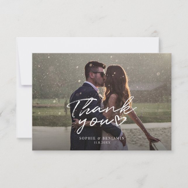 Tarjeta De Agradecimiento Secuencia de fotos Boda elegante (Anverso)