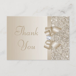 Tarjeta De Agradecimiento Secuencias de champagne, Bow & Diamond Gracias