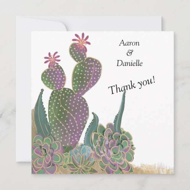Tarjeta De Agradecimiento Sedona Cactus Flower Wedding Thank You Card  (Anverso)