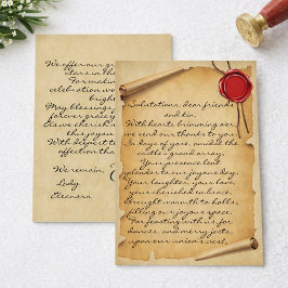 Tarjeta De Agradecimiento Sello de Cera de Pergamino Antiguo Medieval Agrade