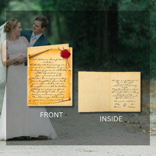 Tarjeta De Agradecimiento Sello de Cera de Rollo de Edad Medieval Boda Agrad