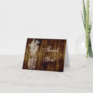 Tarjeta De Agradecimiento Sello de frasco de Mason en tablón de madera oscur