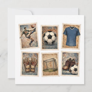 Tarjeta De Agradecimiento Sellos de Fútbol Antiguo Colección de Fútbol