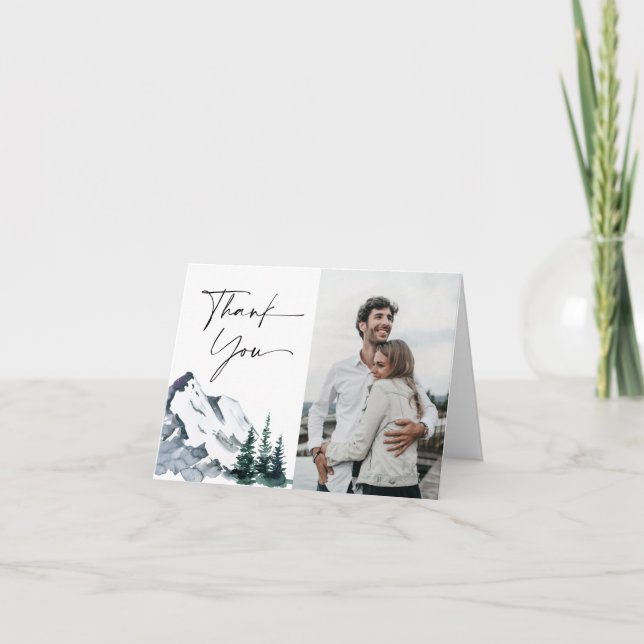 Tarjeta De Agradecimiento Selva de las montañas de acuarela elegante (Anverso)