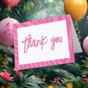 Tarjeta De Agradecimiento Selva de Safari Rosa Llama A Todos Los Animales Fi