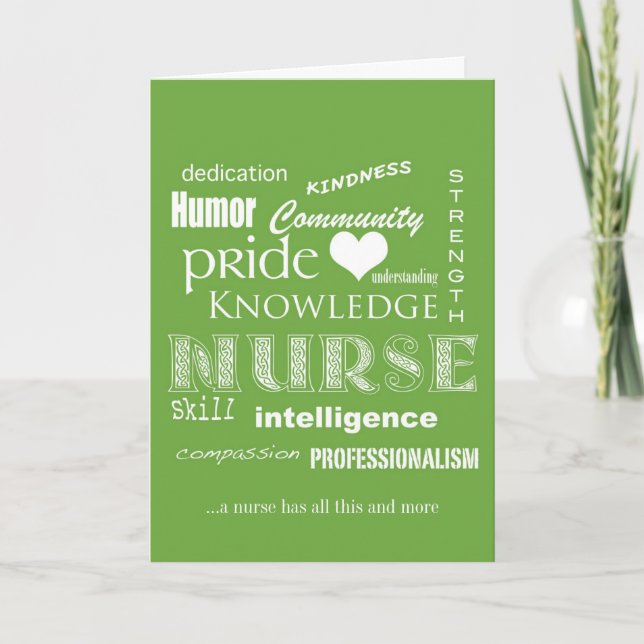 Tarjeta De Agradecimiento Semana de Enfermeras- Atributos de Enfermeras-Verd (Anverso)