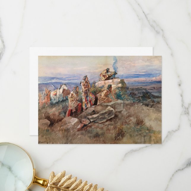 Tarjeta De Agradecimiento Señal de humo de Charles Marion Russell (Anverso/Reverso In Situ)