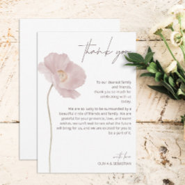 Tarjeta De Agradecimiento Sencilla Boda Boho de Flor Silvestre