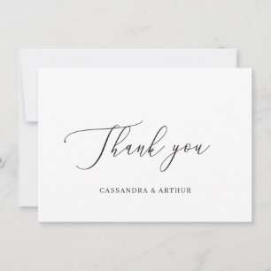 Tarjeta De Agradecimiento Sencilla Boda Clásica Blanca Elegante