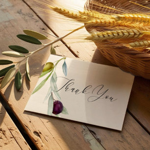 Tarjeta De Agradecimiento Sencilla coloración de agua de la rama de olivo ve