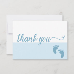 Tarjeta De Agradecimiento Sencilla Cuta moderna azul Script bebé ducha