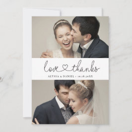 Tarjeta De Agradecimiento Sencilla elegancia Amor y gracias a las fotos del 