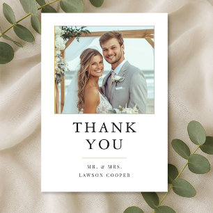 Tarjeta De Agradecimiento Sencilla Elegante Destino Foto Boda Moderna