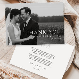 Tarjeta De Agradecimiento Sencilla Elegante Minimalista Foto Boda